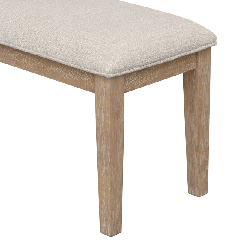 6 chaises de salle à manger de style classique avec table et chaises rembourrées de style traditionnel, Bois naturel délavé