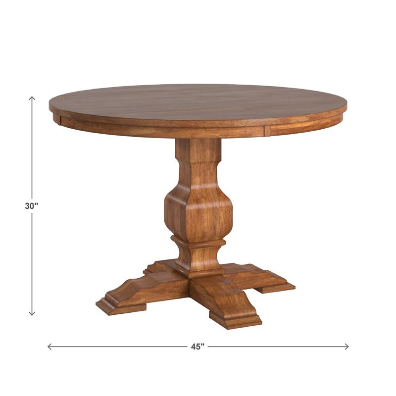 Table de salle à manger à piédestal en bois d'hévéa massif Fortville, Chêne