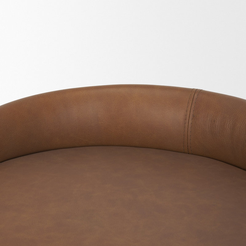 Tabouret de bar et de comptoir en cuir véritable Bradley, Tabouret de comptoir (assise de 24,75 po de hauteu, Cognac
