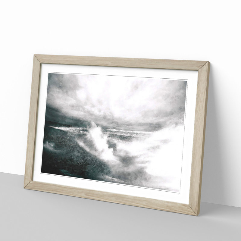 Crashing Waves - Picture Frame Painting Print, 62cm H x 87cm W x 2cm D, Oak Framed