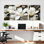 Ensemble de 3 tableaux sur toile tendue représentant des fleurs de magnolia blanc, pour la décoration du salon et de la chambre à coucher.