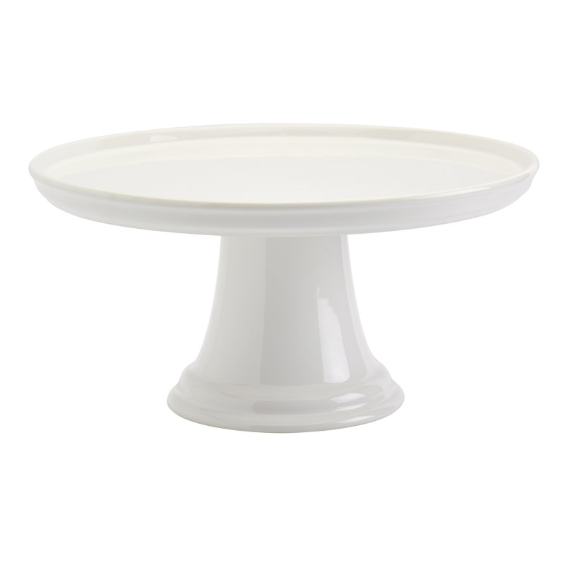 Denmark Tools for Cooks 11.5in Round Stoneware Cake Plate with White Bistro