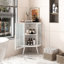 Armoire de coin moderne avec porte en verre trempé et tablettes de rangement pour une utilisation polyvalente dans la salle de bain, le salon et la chambre à coucher