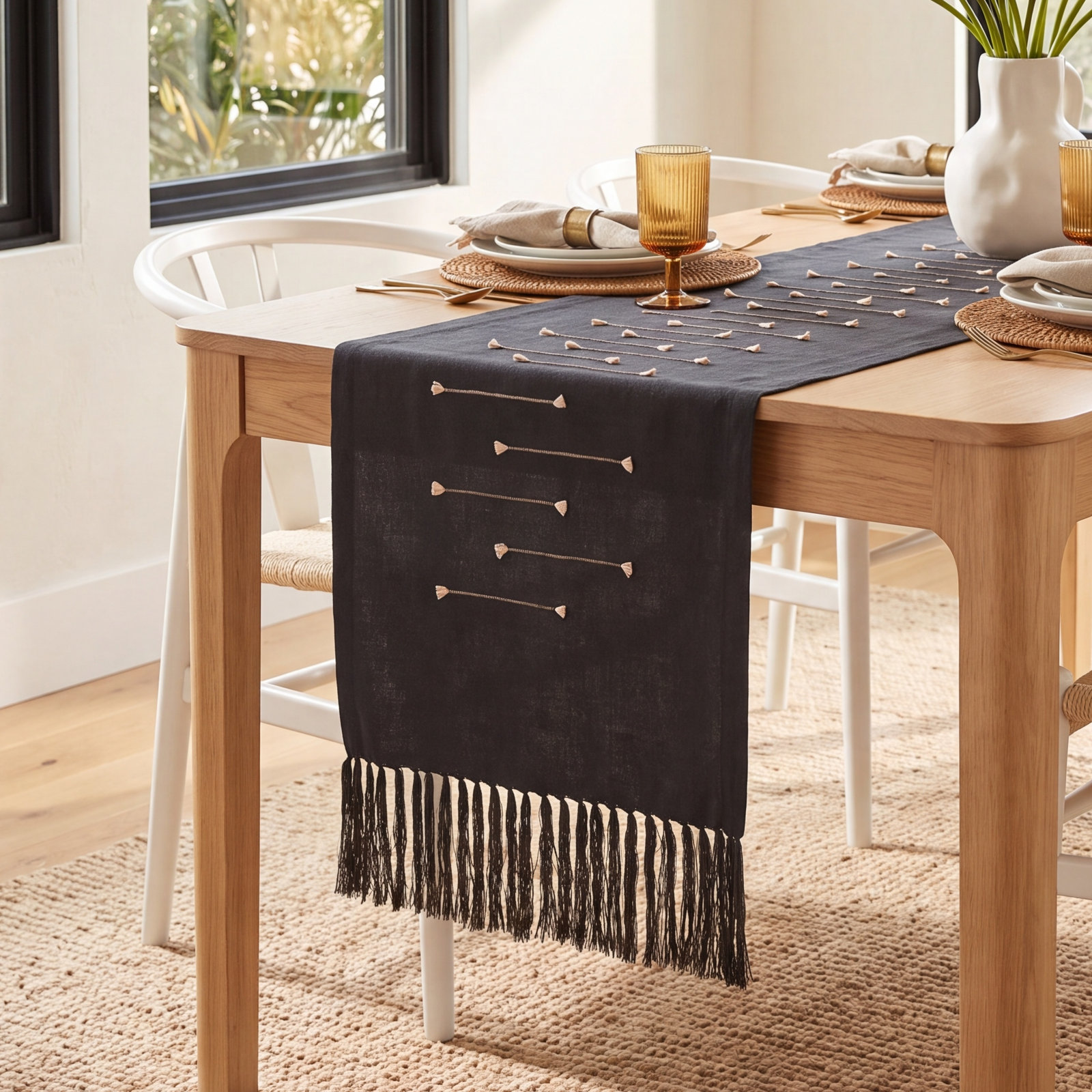 Margreat 67" Table Runner, Black