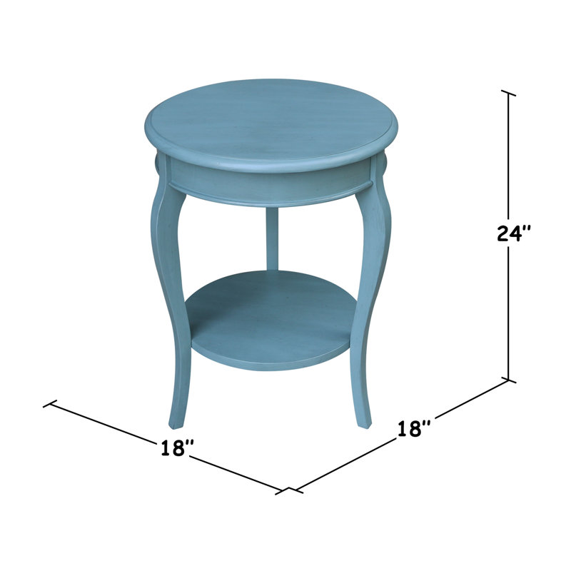 Maretti Solid Wood End Table, Ocean Blue - Antique Rubbed
