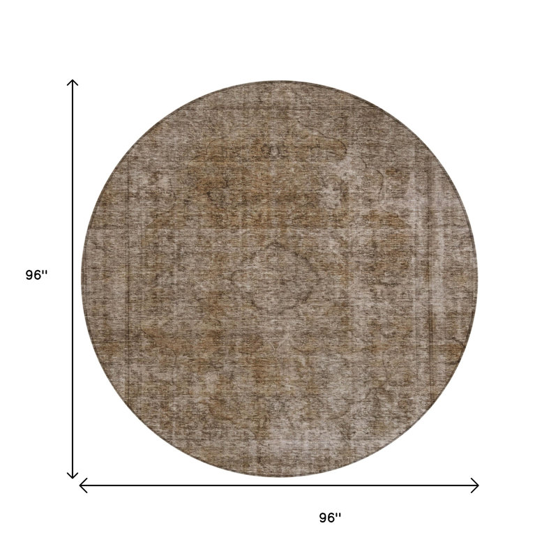 Tapis rond 8 po brun et beige