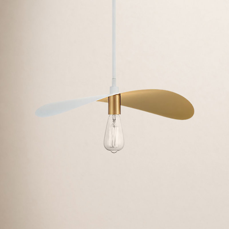 Luminaire suspendu 1 lumière Idis, Blanc / or peint