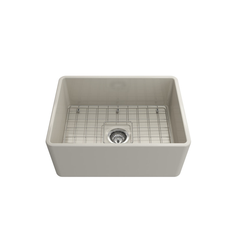24 in. L Farmhouse Kitchen Sink, Biscuit