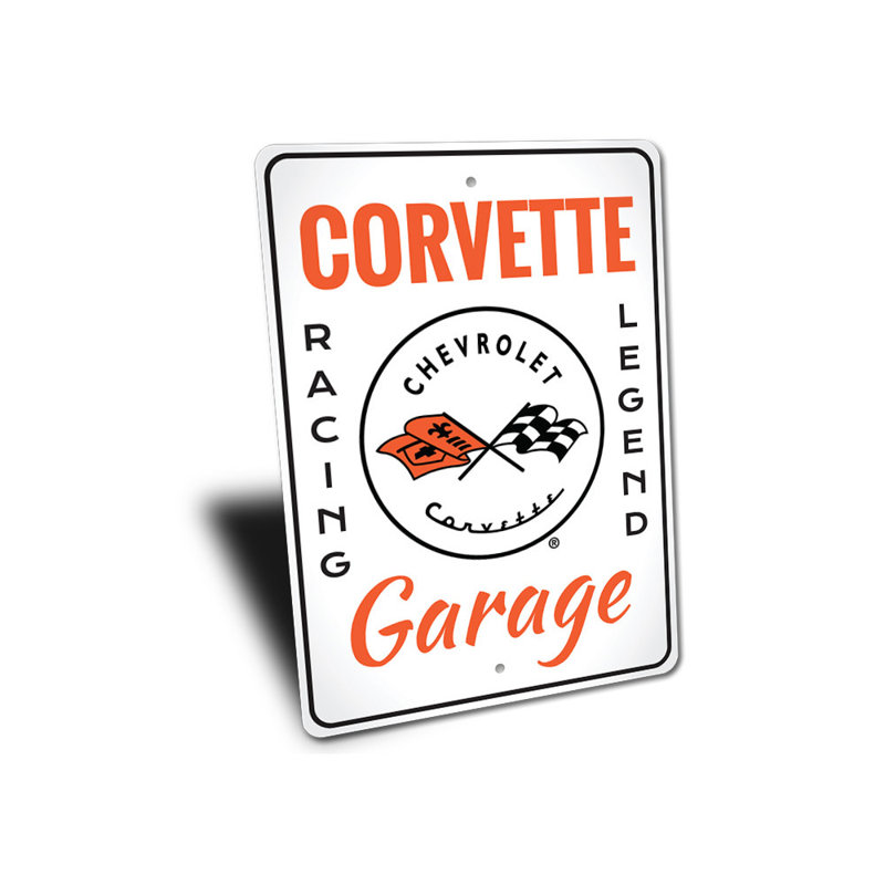 Enseigne rétro en aluminium pour garage Corvette, H 14 po x l 10 po x P 0,04 po
