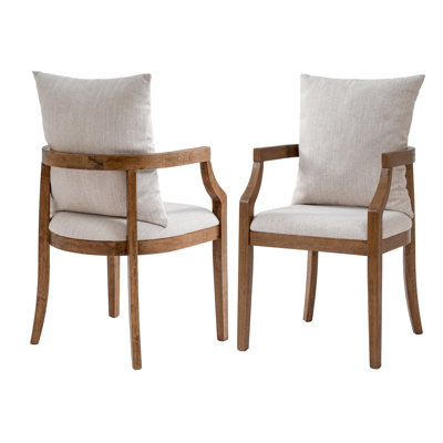 Chaise rembourrée Ivenor Classic avec structure en bois d'hévéa et coussin lombaire amovible pour la salle à manger et la cuisine