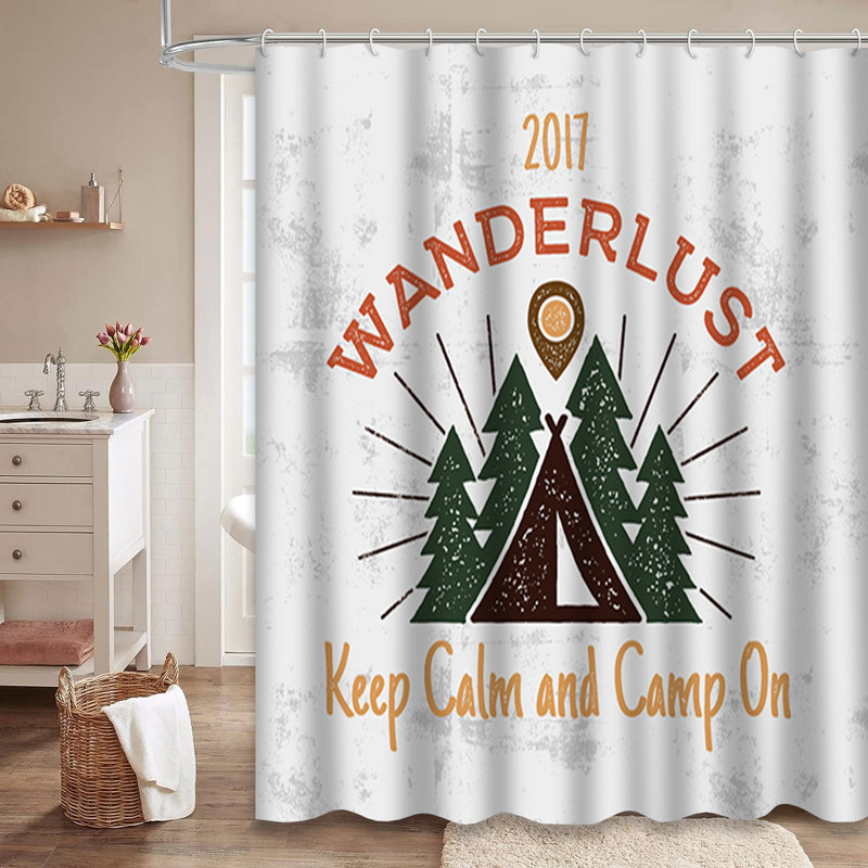 Rideau de douche avec 12 crochets Wanderlust, L 72 po x l 78 po