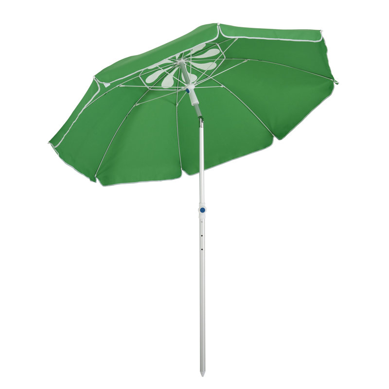 Arlmont & Co. Arc. Parasol de plage 6 pi avec sac de transport inclinable réglable pour l'extérieur, Vert