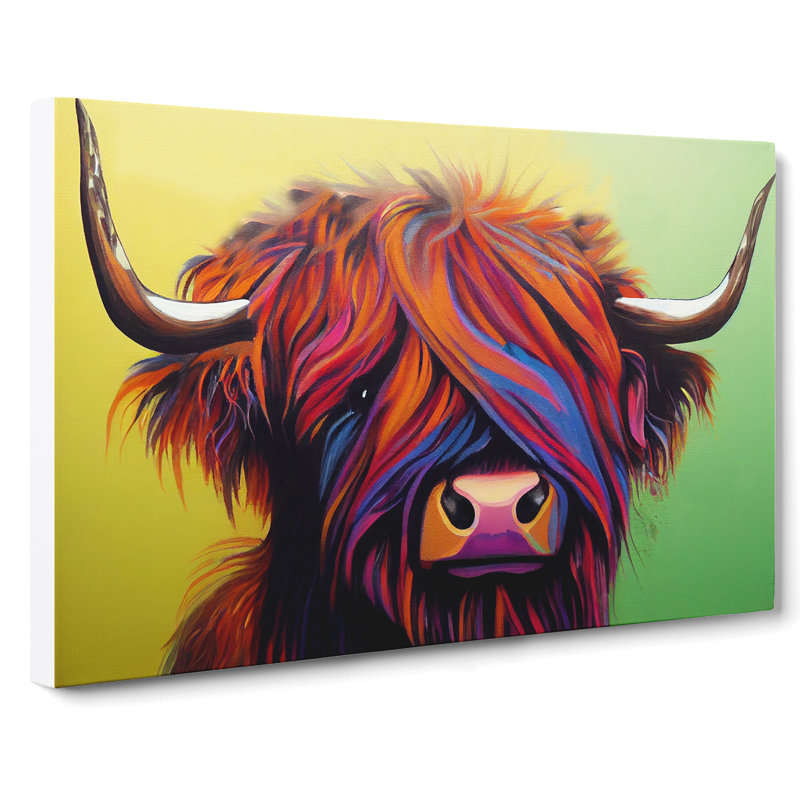 Attractive Highland Cow - Wrapped Canvas, 50cm H x 76cm W x 3cm D