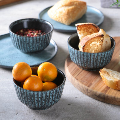 Grès céramique 5,75 oz Night Sky Linhas Ramekin - Va au micro-ondes, au four et au lave-vaisselle, par Porto Brasil