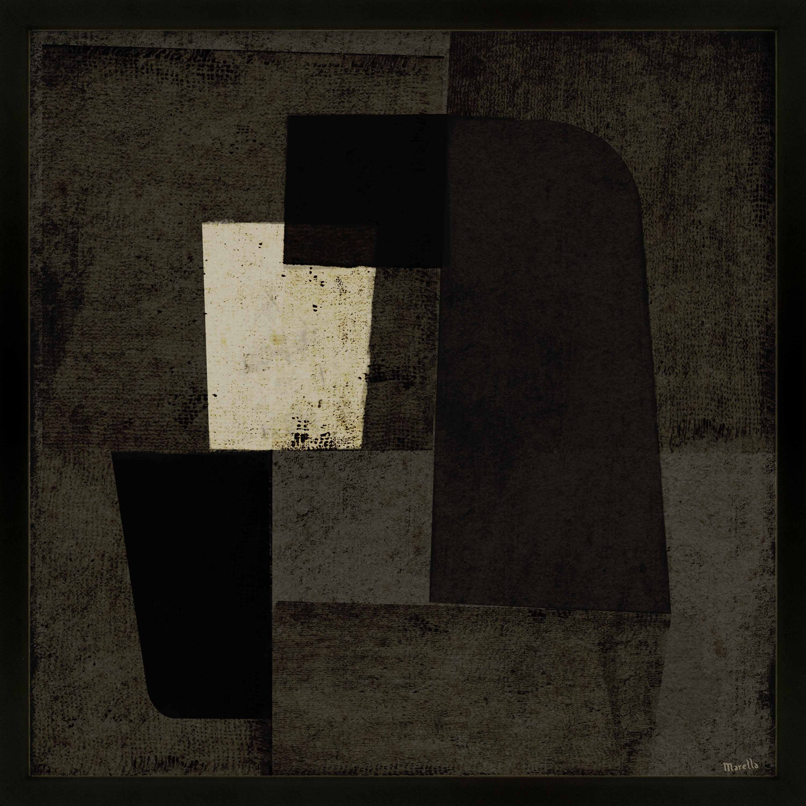 Night Shift 2 by Marco Marella for Studio M - Framed Wall Art, Black, Paper, 16" H x 16" W