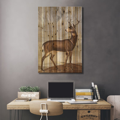 «Posing Deer II» par Karen Smith - impression sur bois sans cadre