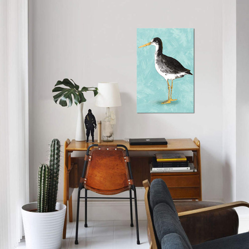 « mer shore oiseau iii », reproduction sur toile, H 26 po x l 18 po x P 1,5 po, Toile tendue, Pas de tapis