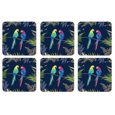 Sara Miller Sm Parrot Coasters 4" X 4"