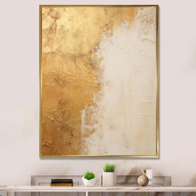 gold and white abstract split - Abstract Shapes Framed Canvas Print