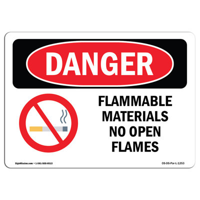 Panneau «Flammable Materials» sans flamme nue