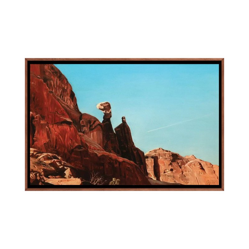 Balancing Rock by Nick Savides - Print on Canvas, 66.04 cm H x 45.72 cm W, Classic Brown Wood Framed