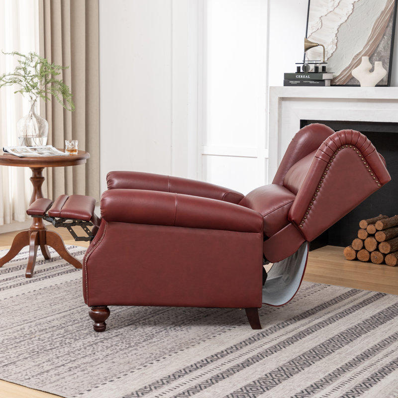 Fauteuil inclinable en cuir véritable Aimee-Lea de 31 po de largeur, Bourgogne