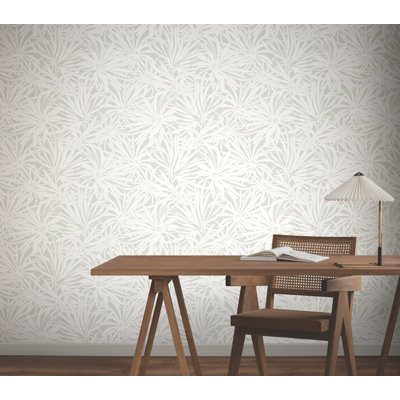 Papier peint floral avec auvent crème