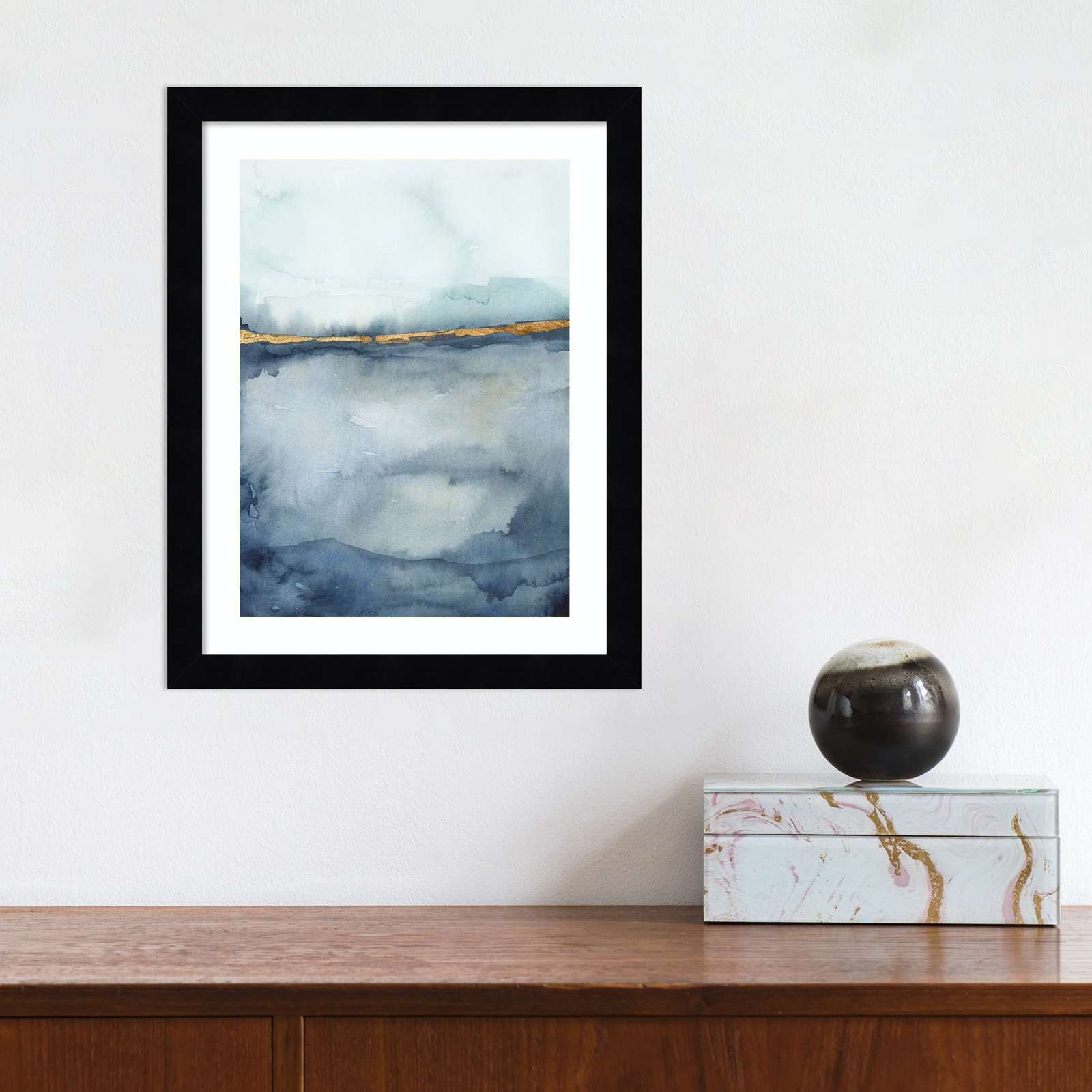 Coastal Horizon II Print by Victoria Borges, White Framed Paper, 14.12" H x 11.12" W x 0.88" D, Black