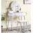 Contemporary Wood Vanity And Stool Set With Round Mirror And Tapered Legs, Perfect For Modern And Minimalist Decor-188517198