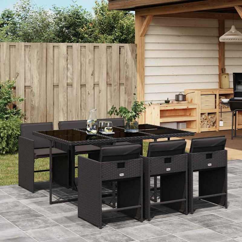 Patio Dining Set with, Black, Black