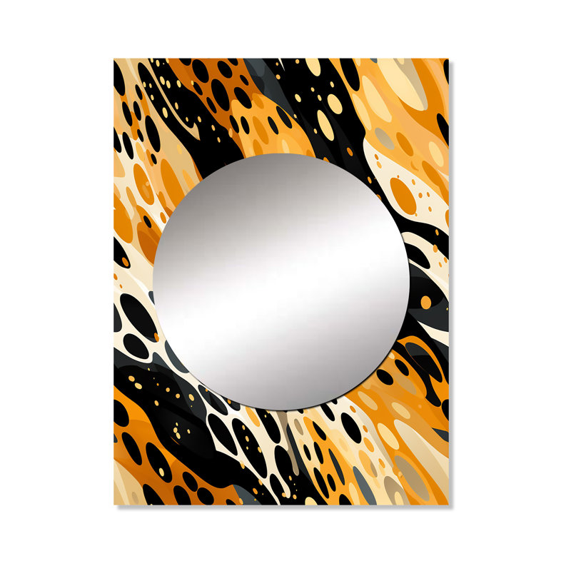 Reproduction de guépard moderne orange et noir - miroir imprimé animal, miroir mural unique Glam, impression d'art en métal
