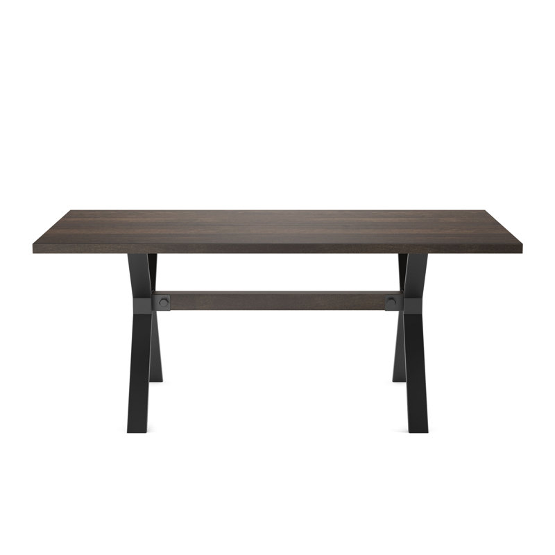 Table de salle à manger rectangulaire en bois massif L 72 po x l 38 po Yougo, Gris foncé