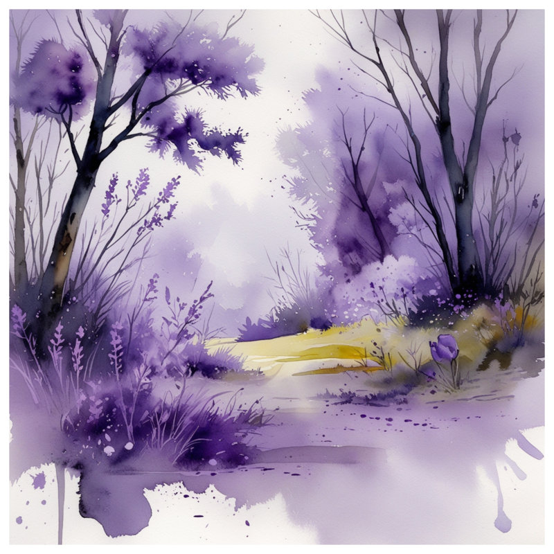 Édredon mauve à aquarelle, Grand lit