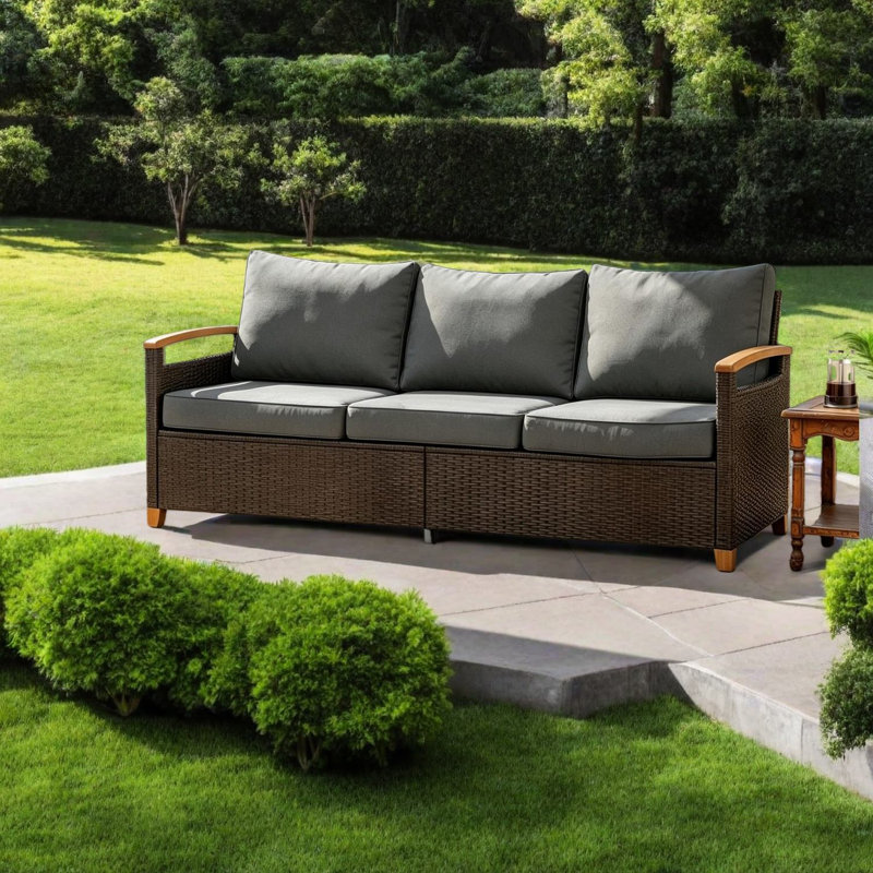Canapés de patio spacieux, sièges de maison modernes en bois d'osier