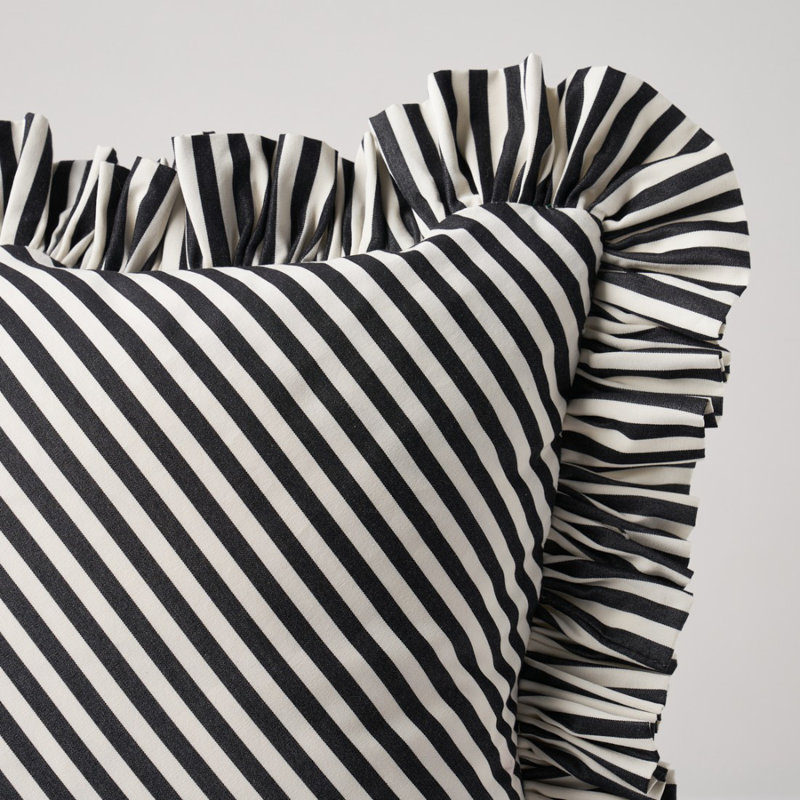 Brigitte Stripe Pillow, Black, 18" x 18"