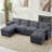 6-Piece Upholstered Corduroy U-Shape Sectional with Ottoman-239380020