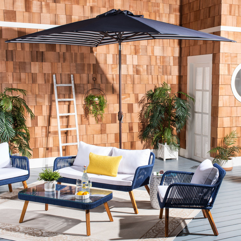 Parasol de marché rectangulaire 9,85 pi Toucha, Bleu marine