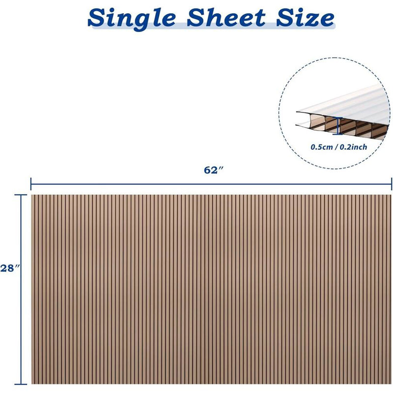 6 PCS Polycarbonate Panels, 0.5cm H x 158cm W x 71cm D, Brown