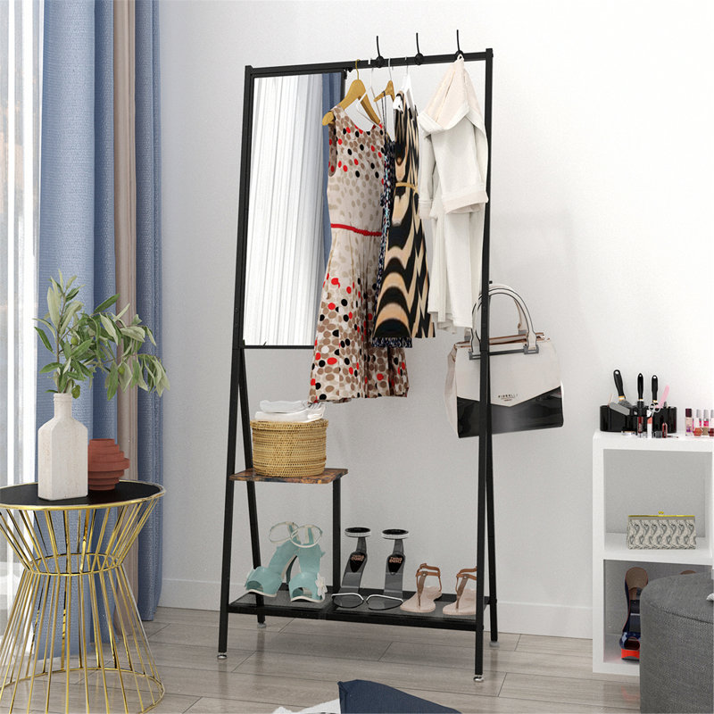Portemanteau en aluminium avec miroir pour salon et chambre à coucher