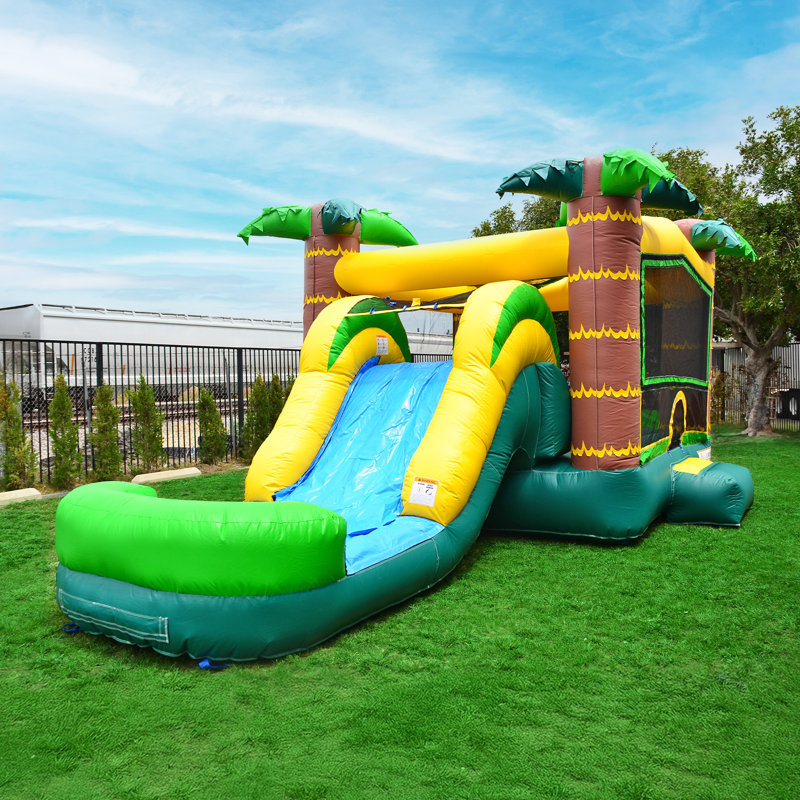 JumpOrange Tropical Aloha Commercial Grade Bounce House Water Slide for Kids (with Pool and Blower)