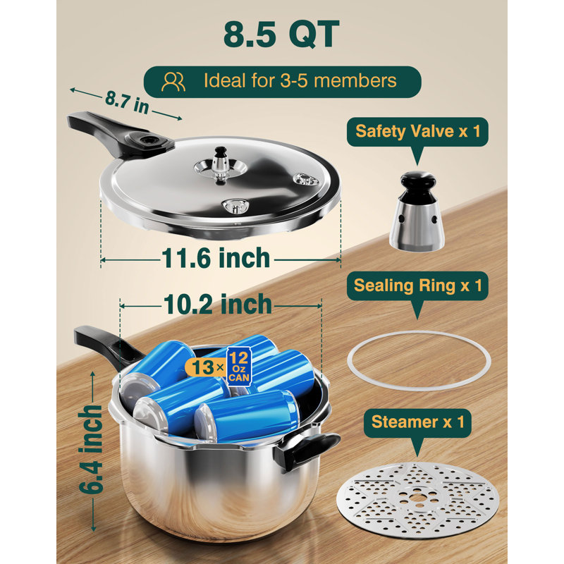 Réchaud à pression et cuiseur en acier inoxydable 3 en 1 WantJoin, 8 pintes