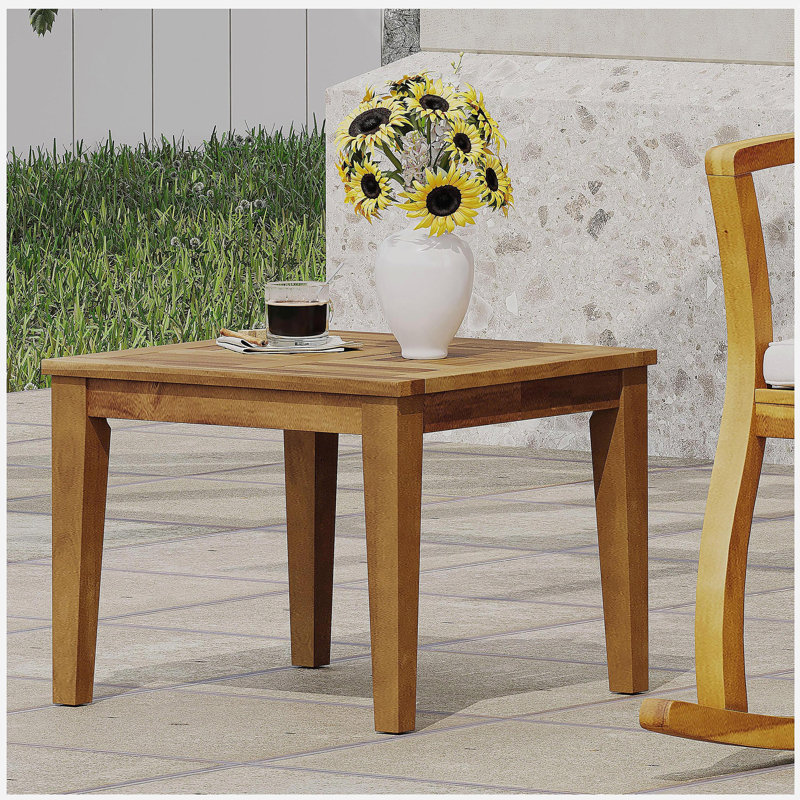 Table d'appoint en bois d'acacia Hampton, l 20 po x P 20 po x H 15,75 po, Naturel