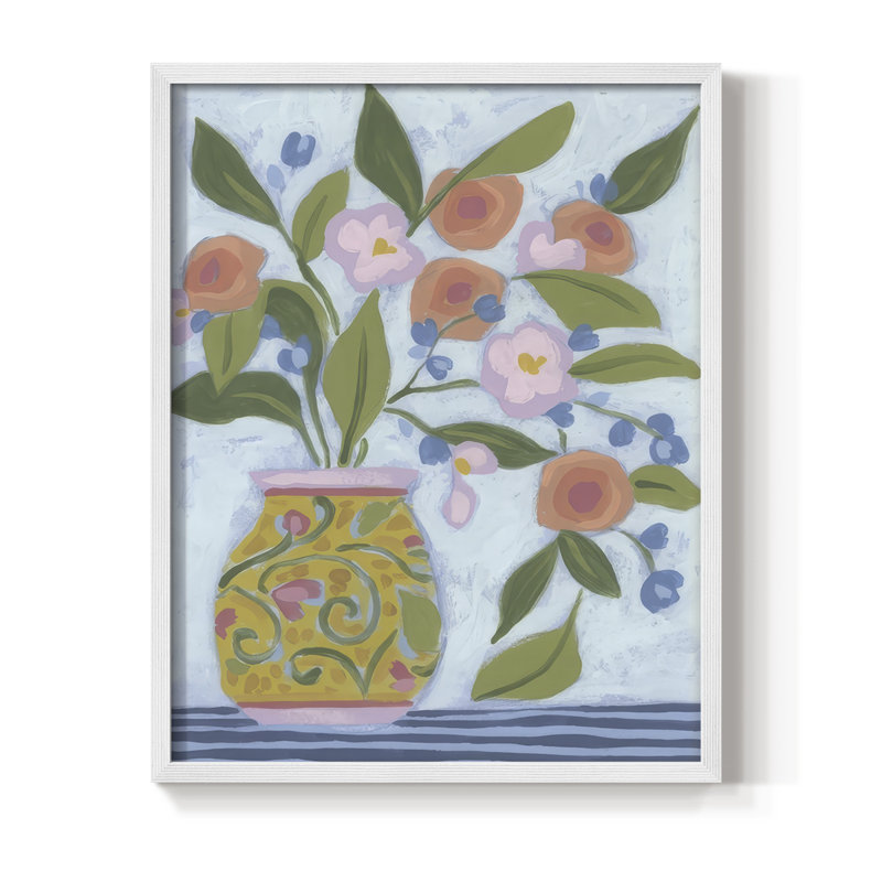 Bouquet Vibes I, reproduction encadrée - bois massif, H 11 po x l 9 po, Blanc
