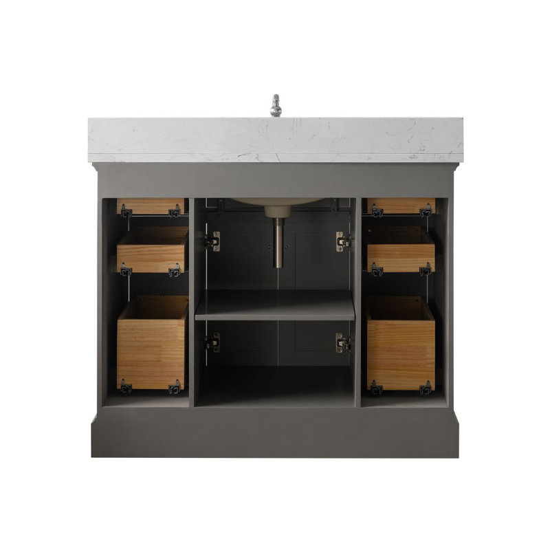 Lisette 42" Single Bathroom Vanity Set, Gray/Brushed Nickel