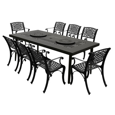 Regionalda 8 - Person Metal Patio Dining Set with Rectangular Table