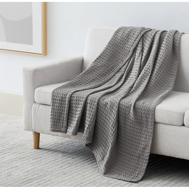Jeté gaufré 100% coton Southshore Fine Linens, L 90 po x L 90 po, Gris