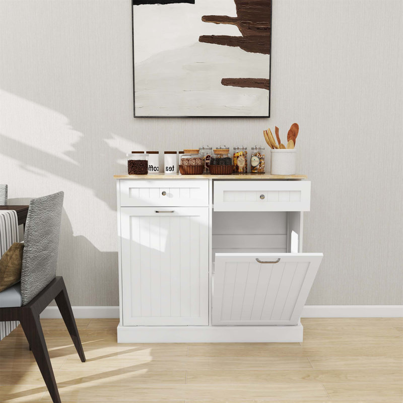 Armoire à ordures inclinable à deux tiroirs et à deux compartiments pour les cuisines modernes, solution de rangement durable et multifonctionnelle