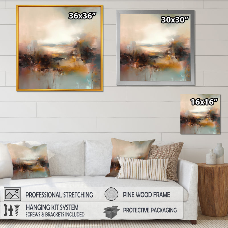 «Brown Abstracted Nature III», art mural abstrait, Cadre photo noir, H 16 po x l 16 po