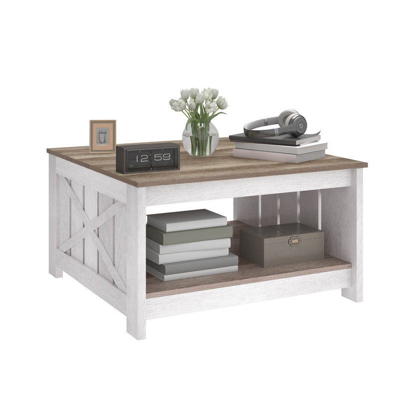 Vesely Farm House 4 Legs Coffee Table ，Centre Table for Living Room with Storage
