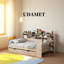 Lit de jour en bois avec tablettes de rangement, bureau d'étude et 2 tiroirs - Lit double multifonctionnel pour petits espaces-110507678